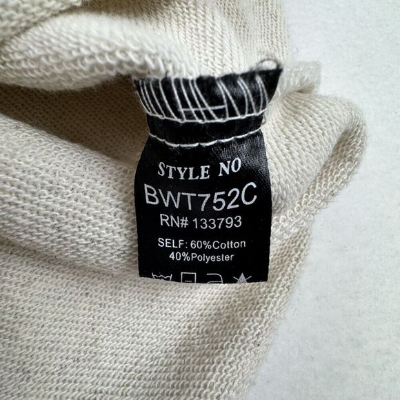 POL Women's Knit Jacket Small Cream/Gray French Terry Balloon Sleeve Oversized - Picture 11 of 15